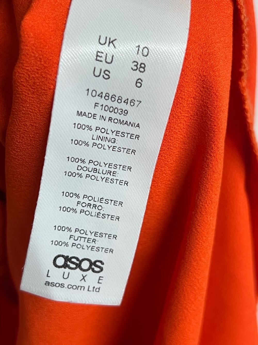 NEW ASOS Luxe Corset Satin Orange Fitted Midi Dress US 6 - Picture 9 of 9